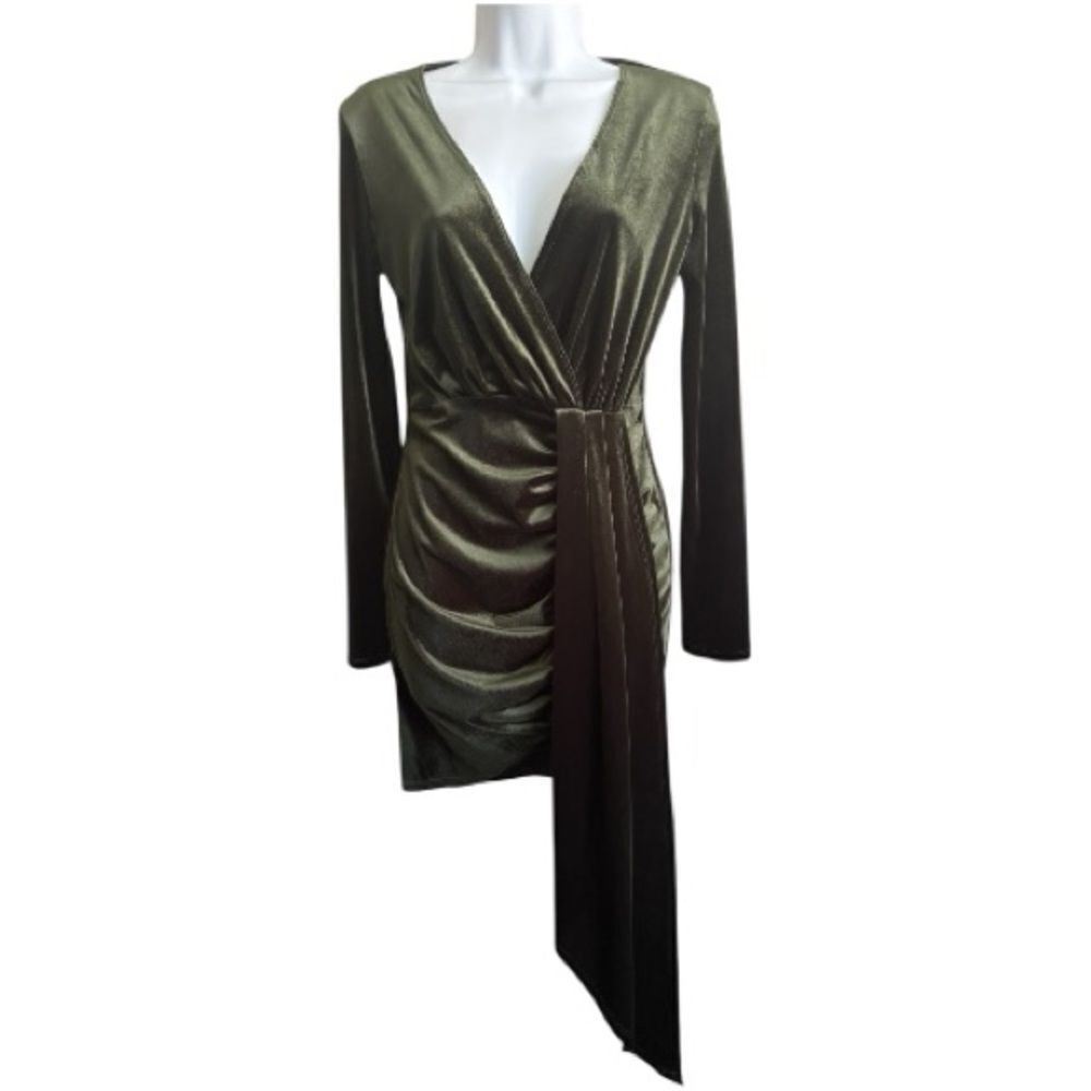 The Vintage Shop Olive Green Wrap Dress